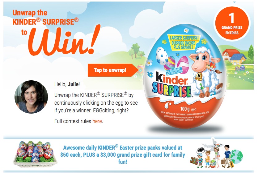 scratch and win contest, kinder contest, 